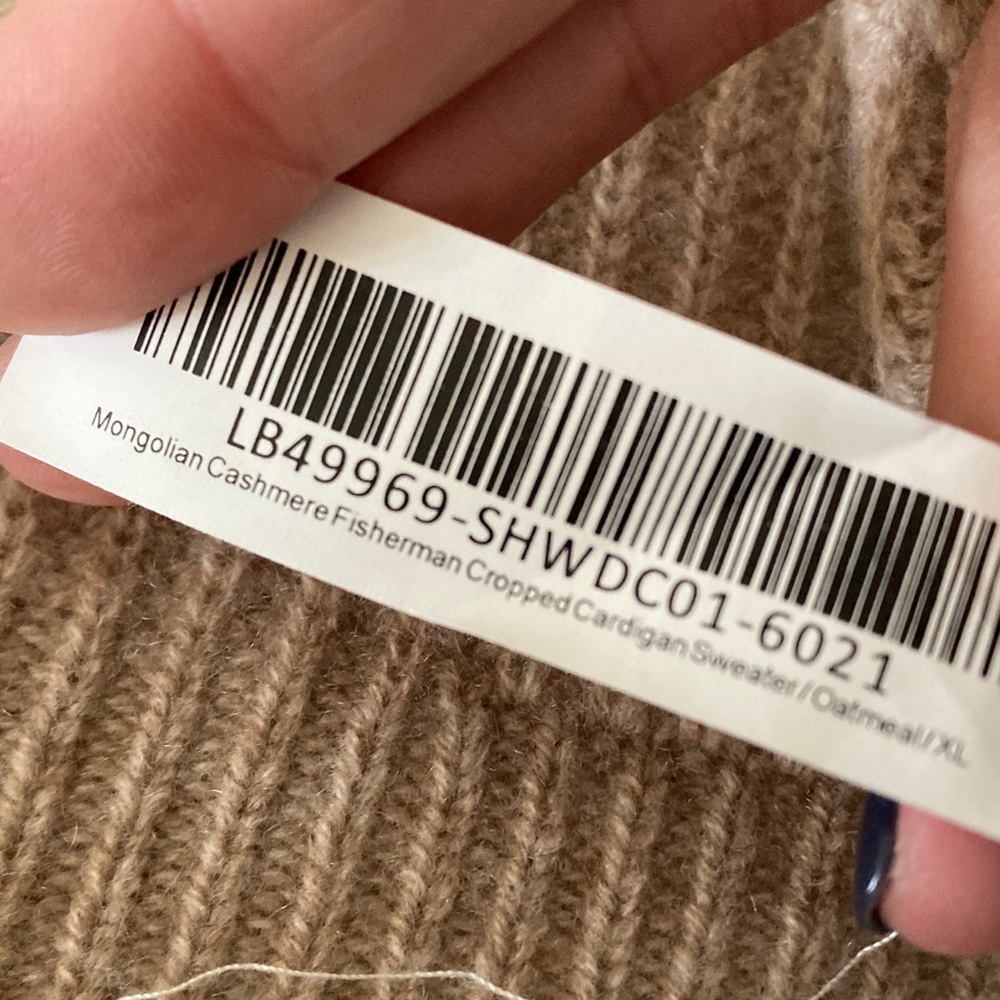 Quince Cashmere Oversized Cropped Cardigan Oatmeal Size XL - Picture 10 of 10